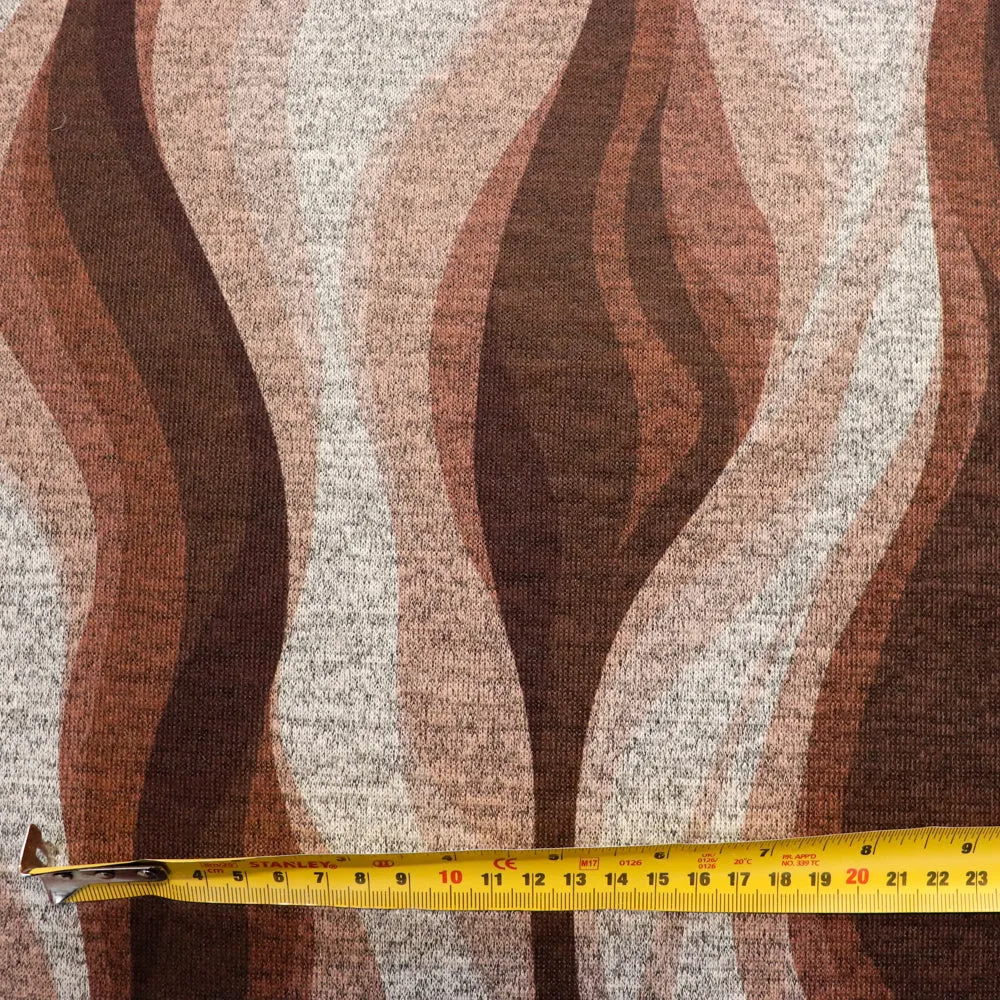 (3C) Brown Swirl Print Cut and Sew Jersey Stretch Fabric