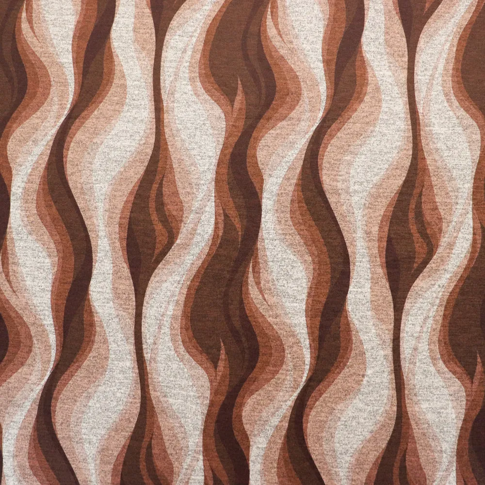 (3C) Brown Swirl Print Cut and Sew Jersey Stretch Fabric