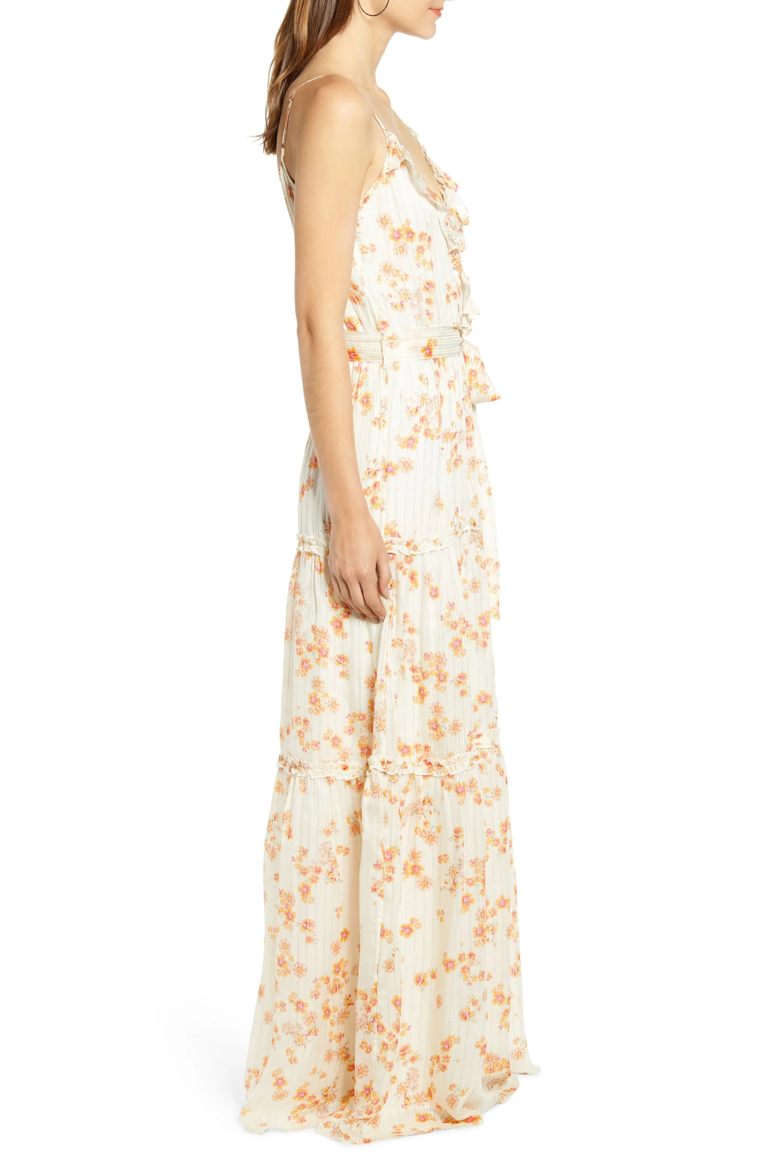 A La Plage Floral Strappy Tiered Maxi Dress