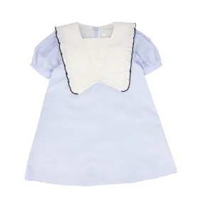 AISABOBO BLUE/WHITE RUFFLE TRIM DRESS [FINAL SALE]