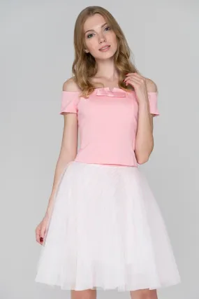 Baby Pink Off-the-Shoulder Two Piece Dress