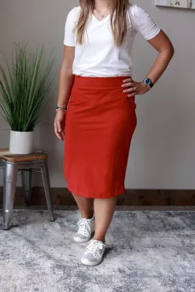 Crisp Burgundy Butter Soft Midi Skirt