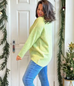 Green Textured Relaxed Fit Jumper