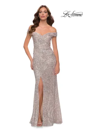 La Femme 29831 Off the Shoulder Sequin Gown