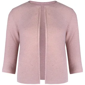 Rib Silk Sequin Cardigan in Pink